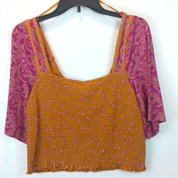 Free People Marigold top  in Golden combo size large - Picture 4 of 9